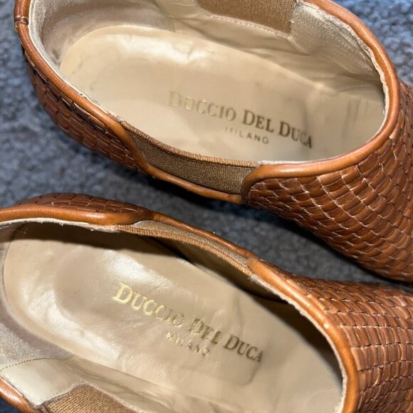 DUCCIO DEL DUCA Milano Cognac Woven Leather Ankle Boot Booties EU35 = US 4.5 - Picture 5 of 10